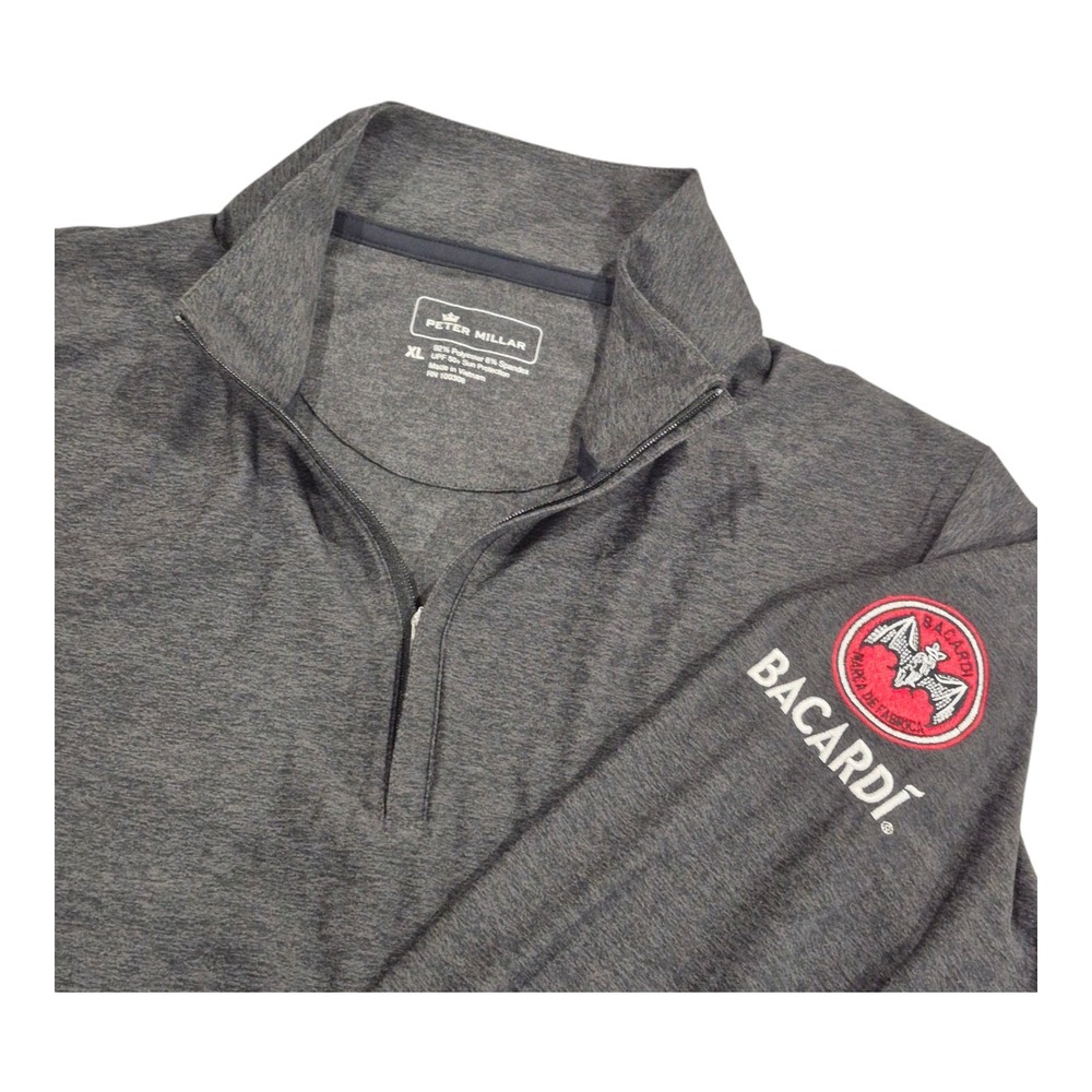 Peter Millar Golf Pullover 1/4 Quarter Zip Dark Gray Bacardi Patch Women's XL‎